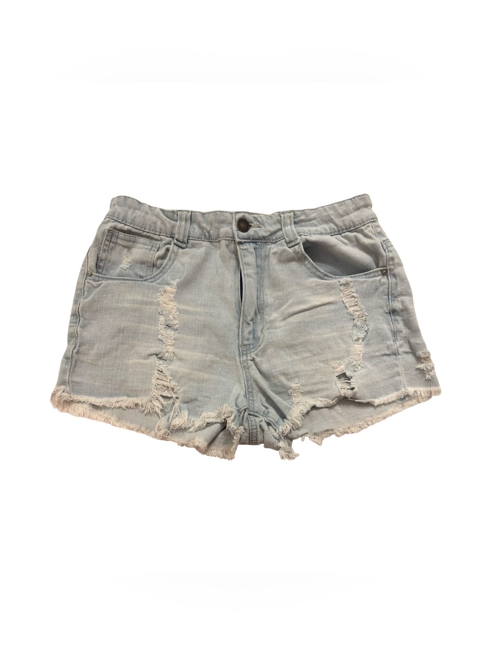 Almost Famous Y2K Light Blue Cotton Casual Summer Distressed Denim Shorts Size 5